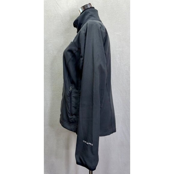The North Face TNF APEX Zip-Up Soft Shell Jacket Solid Black Pockets Sz S/P #k - Picture 3 of 8